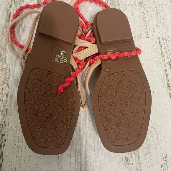 Chelsea & Violet Dahlia Leather Ankle Wrap Lace Up Strappy Sandals Size 5M $89 - Picture 5 of 8